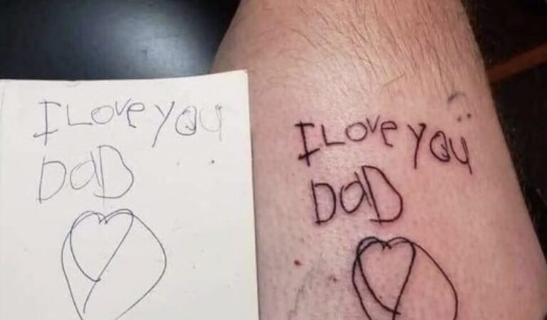 Dad tattoos daughter’s last drawing on himself after she d!es of cancer…